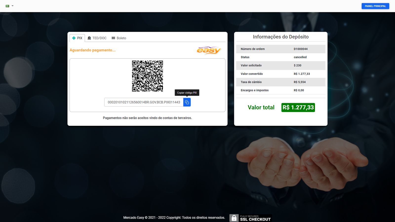 Sistema de checkout de pagamento