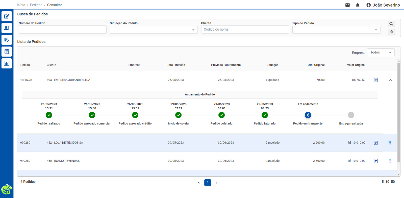 Portal web de força de venda