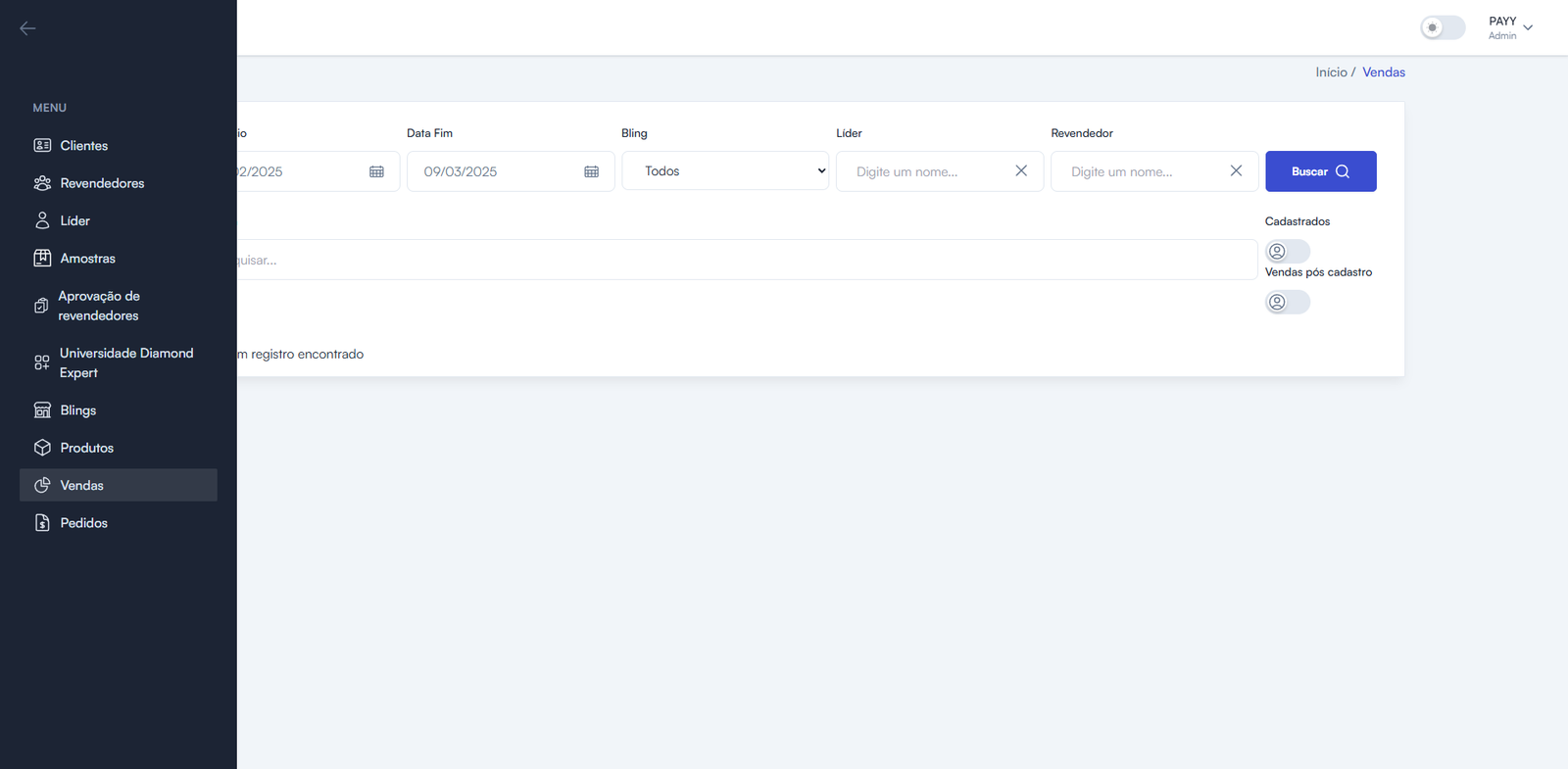 Portal de controle de clientes e vendas